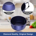 3.7 Quart Cooking Soup Pot with Lid, Small Nonstick Soup Pot with Lid, Round Small Soup Pot 3 L, Blue Nonstick Induction Stock Pot, 100% Bpa Free Anodized Healthy Ceramic