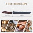 9 Inches Bread Knife Serrated Edge High Carbon Stainless Steel Forged Cutter for Homemade Crusty Bread