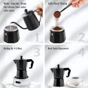 Stovetop Espresso Maker 6-Cup Espresso Cup Moka Pot Classic Cafe Maker Percolator Coffee Maker Italian Espresso for Gas or Electric Aluminum Black Gift package with 2 cups