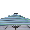 Outdoor Patio 8.7-Feet Market Table Umbrella with Push Button Tilt and Crank, Blue Stripes With 24 LED Lights[Umbrella Base is not Included]