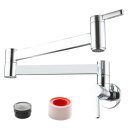 Brass Wall Mounted Foldable Faucet Double Handles Fuacet Cold Water Kitchen Tap Chrome