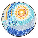 Blue Hawaiian Inlaid Color Glass Sun Mosaic Round Terrace Bistro Table