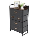 5-Drawer Dresser, 4-Tier Storage Organizer, Tower Unit for Bedroom, Hallway, Entryway, Closets - Sturdy Steel Frame, Wooden Top, Removable Fabric Bins