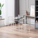 Oak PVC (80x53x76cm)Baking Lacquer Couples Bending Back Breakfast Table (One Table and Two Chairs) White