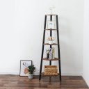 Corner Shelf, 5-Tier Bookshelf, Plant Stand, Wood Look Accent Bookcase Furniture with Metal Frame, for Home and Office, Rustic Brown