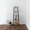 Corner Shelf, 5-Tier Bookshelf, Plant Stand, Wood Look Accent Bookcase Furniture with Metal Frame, for Home and Office, Rustic Brown