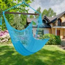 Caribbean Large Hammock Chair Swing Seat Hanging Chair with Tassels Light Blue