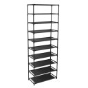 10 Tier Stackable Shoe Rack Storage Shelves - Stainless Steel Frame Holds 50 Pairs Of Shoes