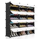 Portable Shoe Rack Organizer 48 Pair Tower Shelf Storage Cabinet Stand Expandable for Heels, Boots, Slippers, 8 Tier Black