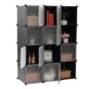 Cube Storage 12-Cube Closet Organizer Storage Shelves Cubes Organizer DIY Closet Cabinet with Doors White and Black Color