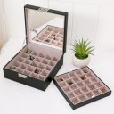 50 Slot Jewelry Box Earring Organizer With Large Mirror, ,Necklaces, Earrings, Bracelets, Etc.Black