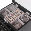 Handcrafted Wooden Jewelry Box Organizer Wood 6 Layers Case with 5 Drawers-Black