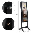 Non Full Mirror Wooden Floor Standing 4-Layer Shelf Jewelry Storage Adjustable Mirror Cabinet *Black