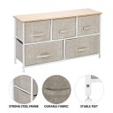 2-Tier Wide Closet Dresser, Nursery Dresser Tower With 5 Easy Pull Fabric Drawers And Metal Frame, Multi-Purpose Organizer Unit For Closets, Dorm Room, Living Room, Hallway, Linen/Natural