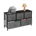 2-Tier Wide Closet Dresser, Nursery Dresser Tower with 5 Easy Pull Fabric Drawers and Metal Frame, Multi-Purpose Organizer Unit for Closets, Dorm Room, Living Room, Hallway, Grey