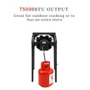 Outdoor Camp Stove High Pressure Propane Gas Cooker Portable Cast Iron Patio Cooking Burner (Single Burner 75000-BTU)