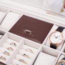 Jewelry Box 8 Slots Watch Organizer Storage Case with Lock and Mirror for Men Women Brown