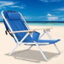 Portable High Strength Beach Chair with Adjustable Headrest Blue