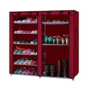 Double Rows 9 Lattices Combination Style Shoe Cabinet Wine Red
