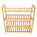 Concise 12-Batten 4 Tiers Bamboo Shoe Rack Wood Color