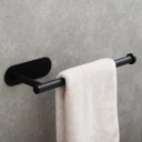 Stainless Steel Towel Holder Adhesive Lengthen Toilet Paper Holder for 2 Roll Papers, Black