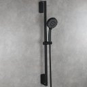 Stainless Steel Shower Set with Lengthened Shower Sliding Bar for Bathroom Black
