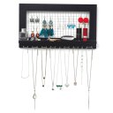 Jewelry Manager - Wall Mounted Jewelry Stand , Shelf And 16 Hooks - Perfect Earrings, Necklaces And Bracelet Stand - Black