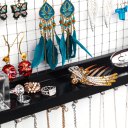 Jewelry Manager - Wall Mounted Jewelry Stand , Shelf And 16 Hooks - Perfect Earrings, Necklaces And Bracelet Stand - Black