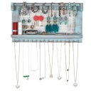Jewelry Manager - Wall Mounted Jewelry Stand With Detachable Bracelet Bar, Shelf And 16 Hooks - Perfect Earrings, Necklaces And Bracelet Stand - Blue