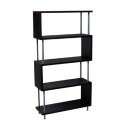 S-Shaped 5 Shelf Bookcase, Wooden Z Shaped 5-Tier Vintage Industrial Etagere Bookshelf Stand for Home Office Living Room Decor Books Display