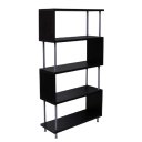 S-Shaped 5 Shelf Bookcase, Wooden Z Shaped 5-Tier Vintage Industrial Etagere Bookshelf Stand for Home Office Living Room Decor Books Display
