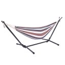 Professional Black & Silver Flowers Hammock Stand with Polyester Coffee Stripe Hammock