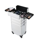 4-in-1 Draw-bar Style Interchangeable Aluminum Rolling Makeup Case Silver