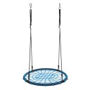 40 Inch Spider Web Round Rope Swing with Adjustable Ropes, 2 Carabiners (Blue & black)