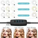 4in1 Dimmable USB LED Ring Light Mirror Tripod Stand Phone Holder Fr Live Makeup