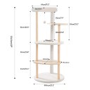 Multi-Level Cat Tree Modern Cat Tower Wooden Activity Center with Scratching Posts Beige