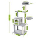 Modern Cat Tree Cat Tower with Scratching Posts, Cozy Condo, Soft Hammock and Top Perch, Dangling Ball for Small&Medium Cat Grey