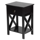 Nightstand Modern End Table, Side Table with 1 Drawer and Storage Shelf, Black