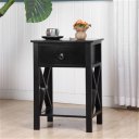 Nightstand Modern End Table, Side Table with 1 Drawer and Storage Shelf, Black