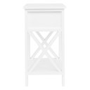 Nightstand Modern End Table, Side Table with 1 Drawer and Storage Shelf, White