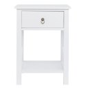 Nightstand Modern End Table, Side Table with 1 Drawer and Storage Shelf, White