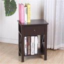 Nightstand Modern End Table, Side Table with 1 Drawer and Storage Shelf, Brown