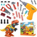 Take Apart Dinosaur Toys for Kids Toys Toolbox Construction Building with Electric Drill, Dinosaur Toys Christmas Birthday Gifts Boys Girls