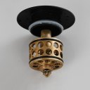 Brass Pop Up Sink Drainer without Overflow Bathroom Drain With Removable Strainer Basket Black