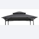 8x5Ft Grill Gazebo Replacement Canopy,Double Tiered BBQ Tent Roof Top Cover,Grey