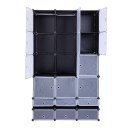 18-Cube DIY Modular Cubby Shelving Storage Organizer Extra Large Wardrobe with Clothes Rod