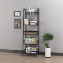 WTZ Bookshelf, Ladder Shelf, 5 Tier Bamboo Bookcase, Modern Open Book Case for Bedroom, Living Room, Office, BC-238 Black