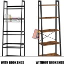 WTZ Bookshelf, Ladder Shelf, 5 Tier Bamboo Bookcase, Modern Open Book Case for Bedroom, Living Room, Office, BC-238 Black