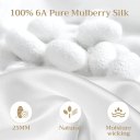 Lacette Silk Pillowcase 2 Pack for Hair and Skin, 100% Mulberry Silk, Double-Sided Silk Pillow Cases with Hidden Zipper (white, Queen 20