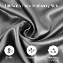 Lacette Silk Pillowcase 1 Pack for Hair and Skin, 100% Mulberry Silk, Double-Sided Silk Pillow Cases with Hidden Zipper (Deep Gray, queen Size: 20